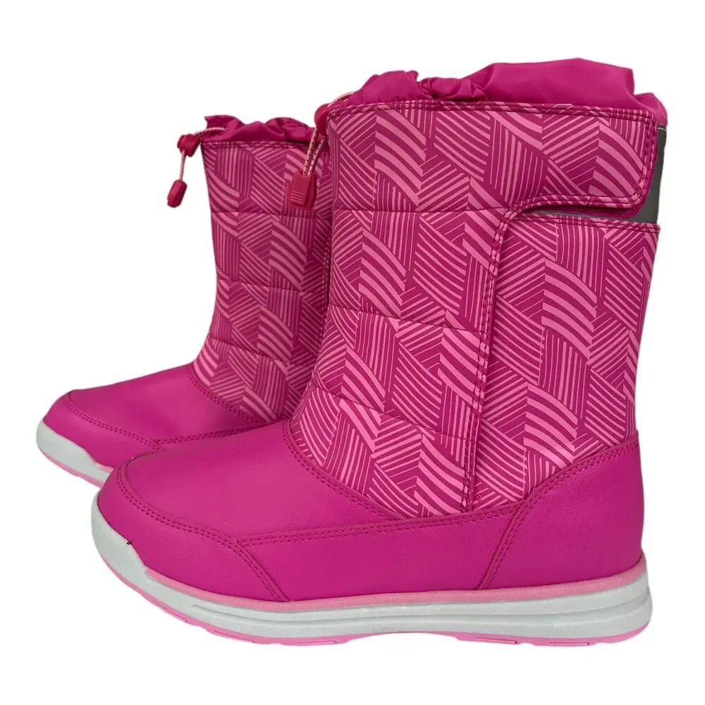 NEW Lands End Snow Flurry Winter Boot Raspberry Pink Geometric Pattern Big Kid 7